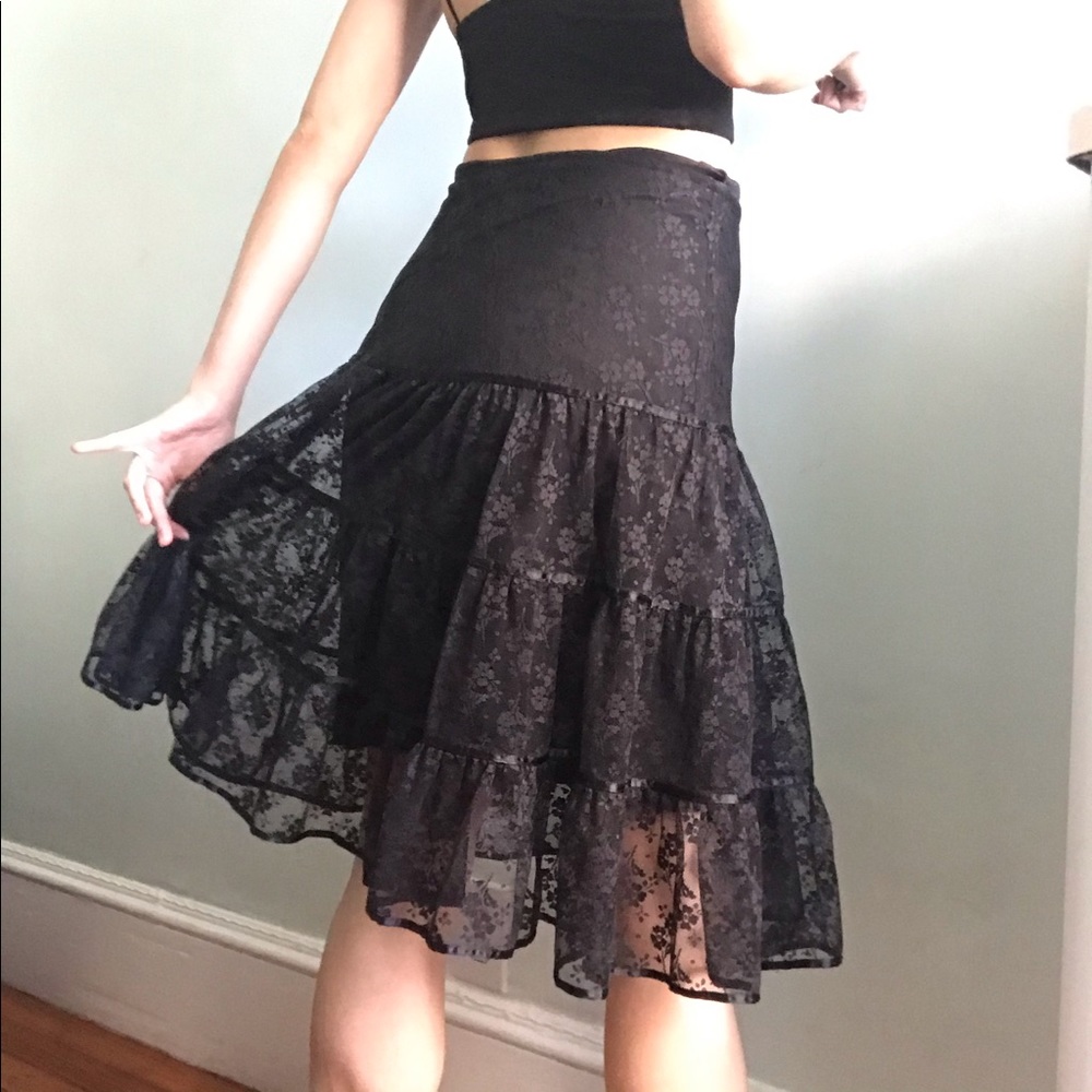 Betsy Johnson black lace skirt